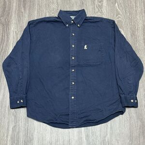 Disneyland Resort Button Up Shirt Mens Medium Blue Long Sleeve Mickey Mouse Land